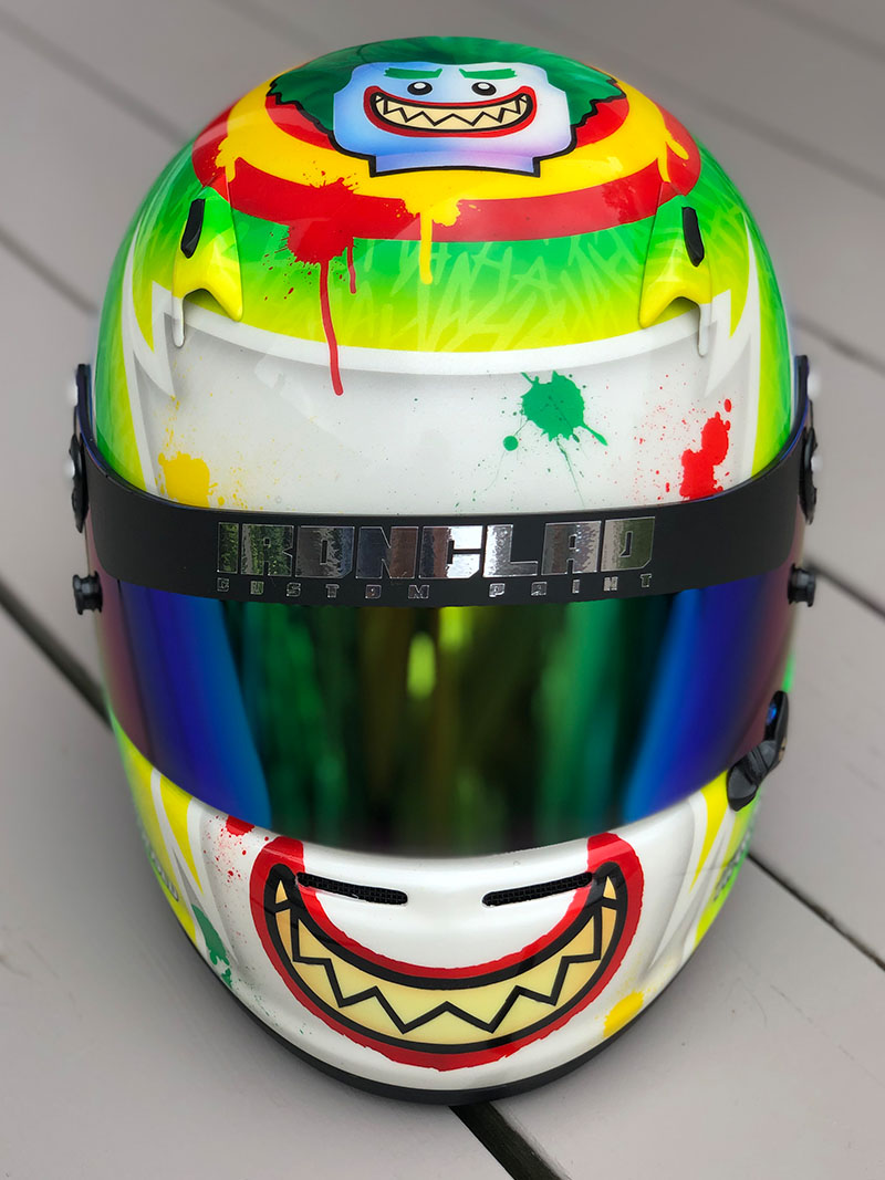 Lego Joker Arai kart helmet front