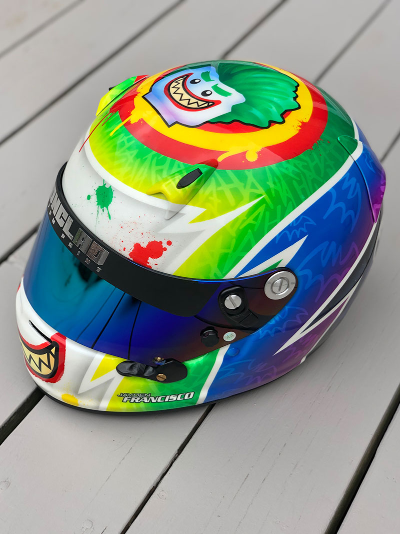 Lego Joker Arai kart helmet left